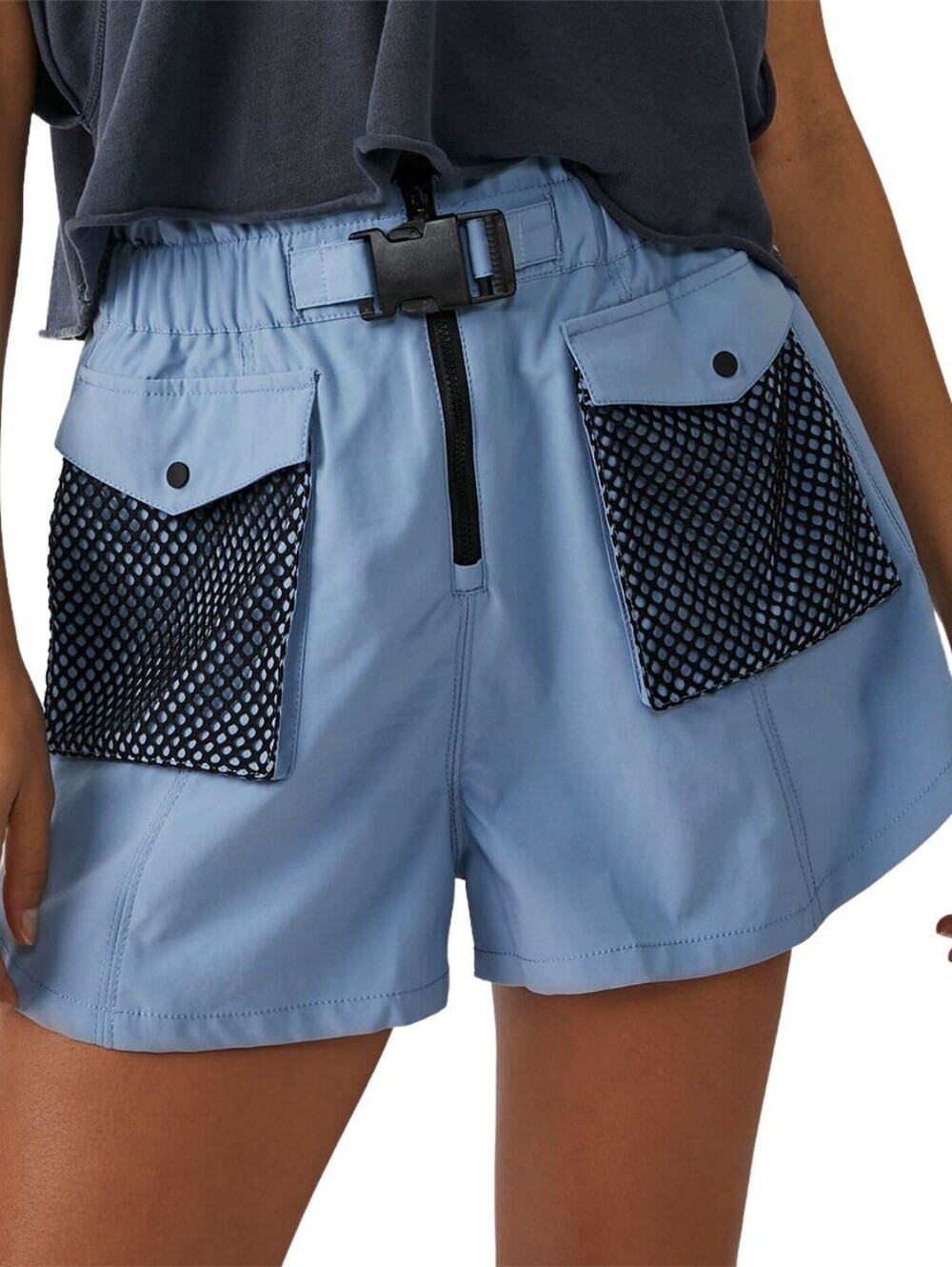 FREE PEOPLE Movement Women’s Adventure Elastic Waist Utility Shorts Dusty Blue